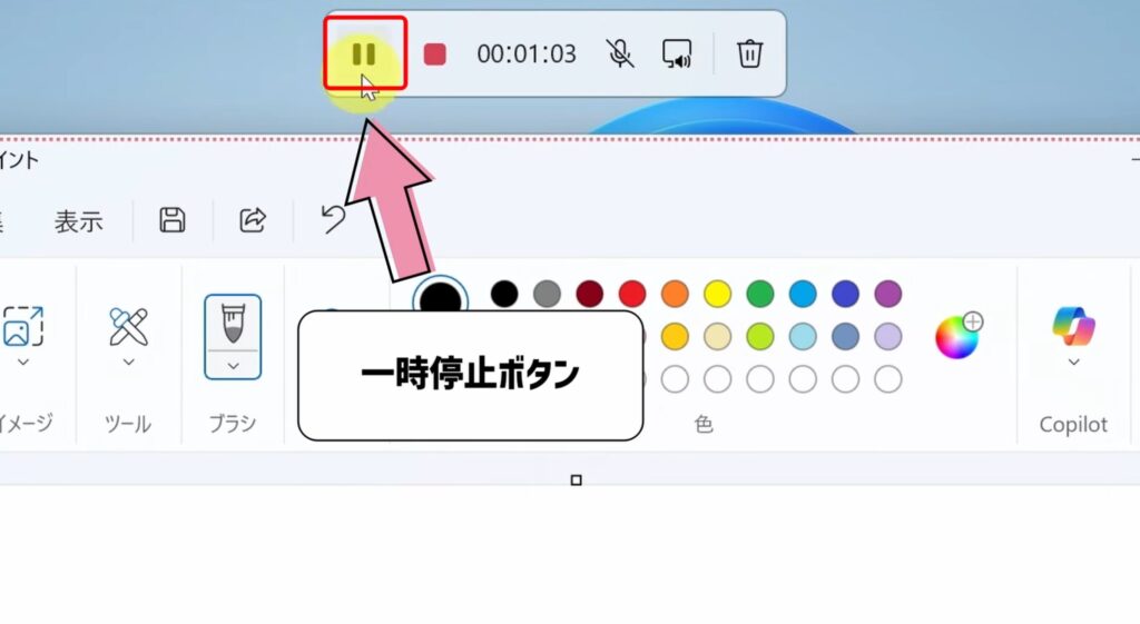 一時停止する。