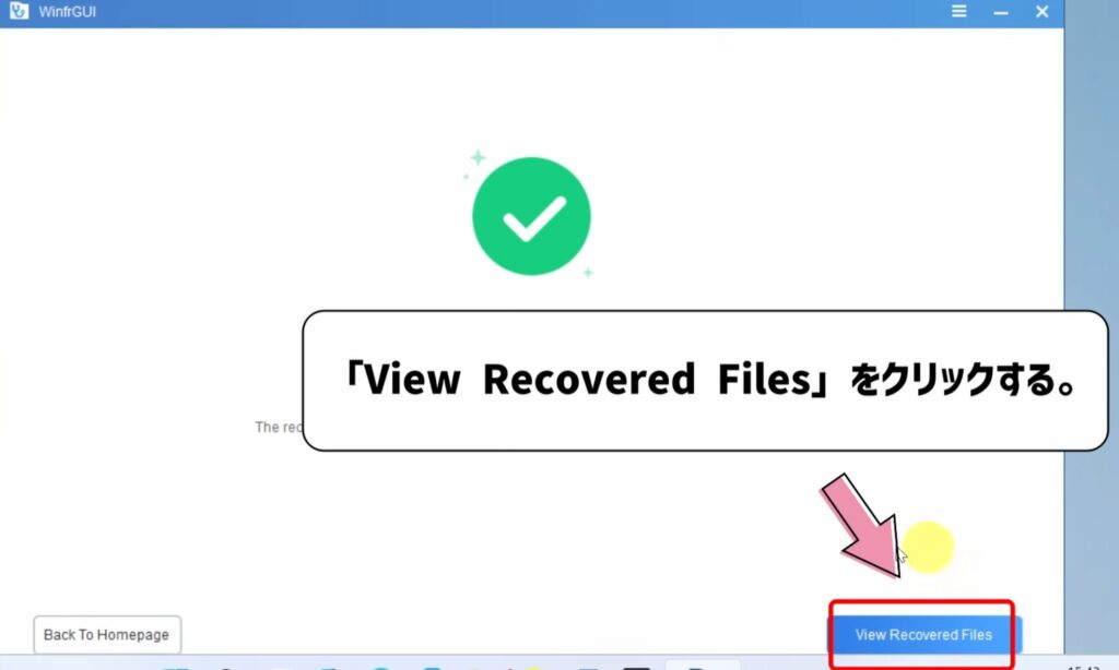 view recovered filesをクリックする。