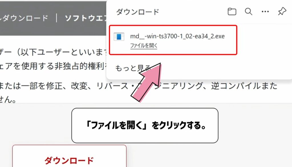 ファイルを開くをクリックする